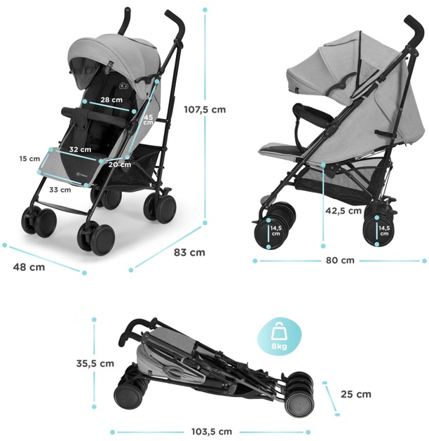 Wózek spacerowy KinderKraft Siesta Ash Grey (KSSIES00GRY0000) (5902533918232) - obraz 6
