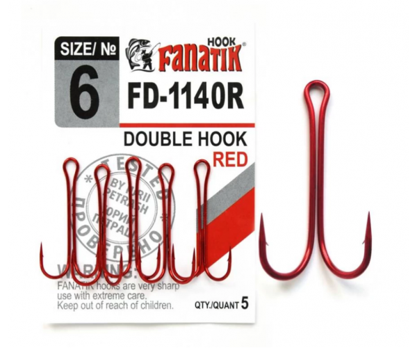 Двойной крючок Fanatik FD-1140 Red № 6 Красный - Фото 2 Двойной крючок Fanatik FD-1140 Red № 6 Красный - изображение 2