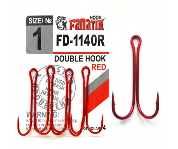Двойной крючок Fanatik FD-1140 Red № 1 Красный - изображение 2