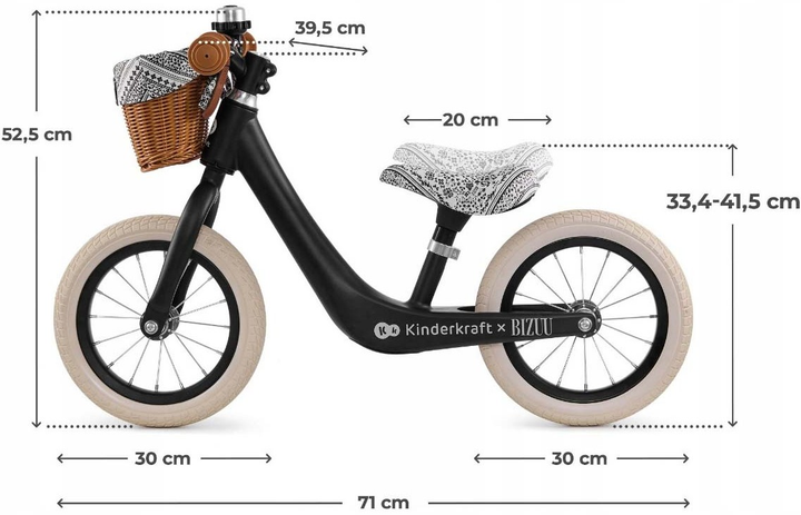 Rowerek biegowy Kinderkraft Rapid 2 Bizzu Black (KRRAPI02BLKBI00) (5902533927890) - obraz 4