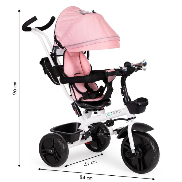 Триколісний велосипед EcoToys з поворотним сидінням 360°JM-322 Рожевий (5903769974221) (955555911835823) - Уцінка - зображення 9