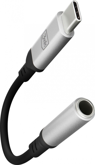 Adapter 3MK USB-C - miniJack Black-Silver (5903108518055) - obraz 3