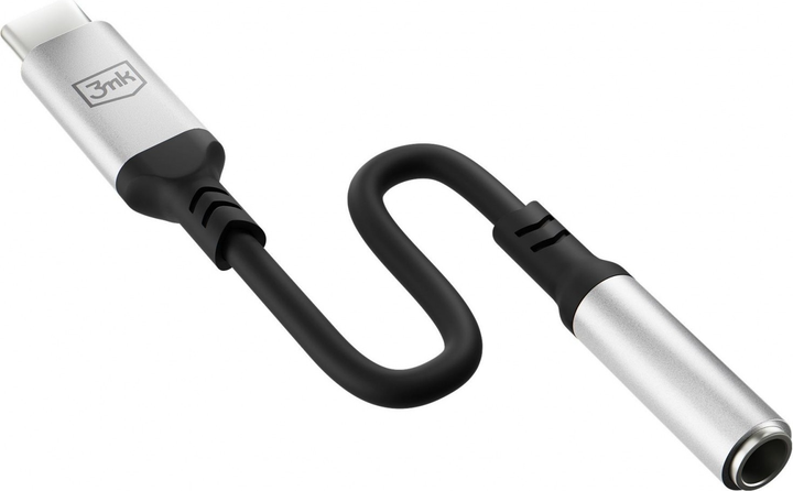 Adapter 3MK USB-C - miniJack Black-Silver (5903108518055) - obraz 4