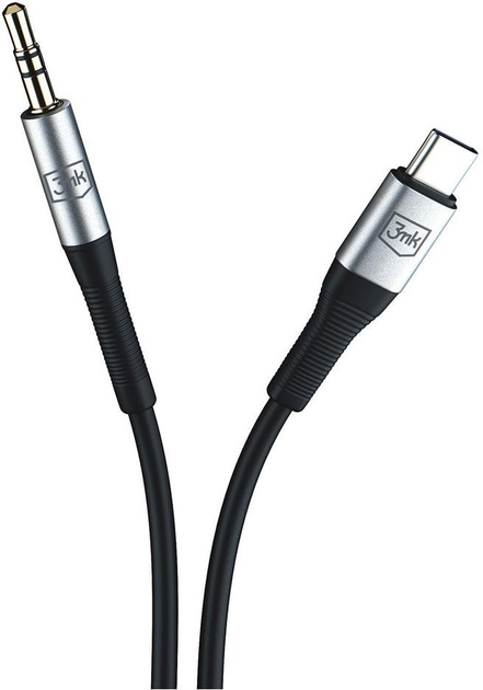 Кабель 3MK AUX USB-C - Jack 3.5 mm 1 m Black (5903108528788) - зображення 3