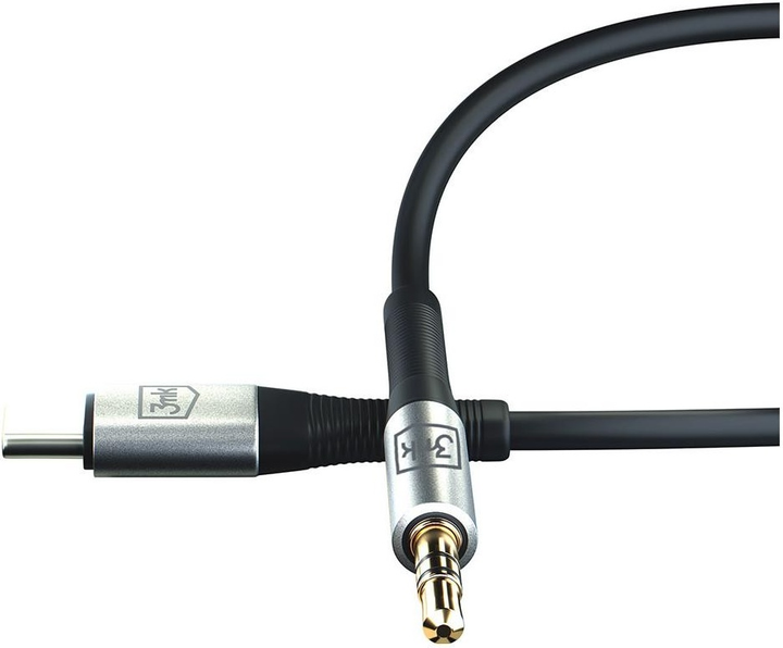 Кабель 3MK AUX USB-C - Jack 3.5 mm 1 m Black (5903108528788) - зображення 8