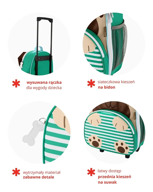 Валіза дитяча Skip Hop на колесах Mops ZOO 9R161410 (195862744602) - зображення 4