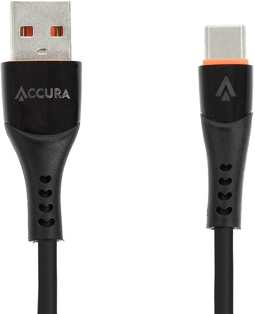 Кабель Accura USB Type-A - USB Type-C 1 m Rubber 5V/2A Black (5904726953136) - зображення 1