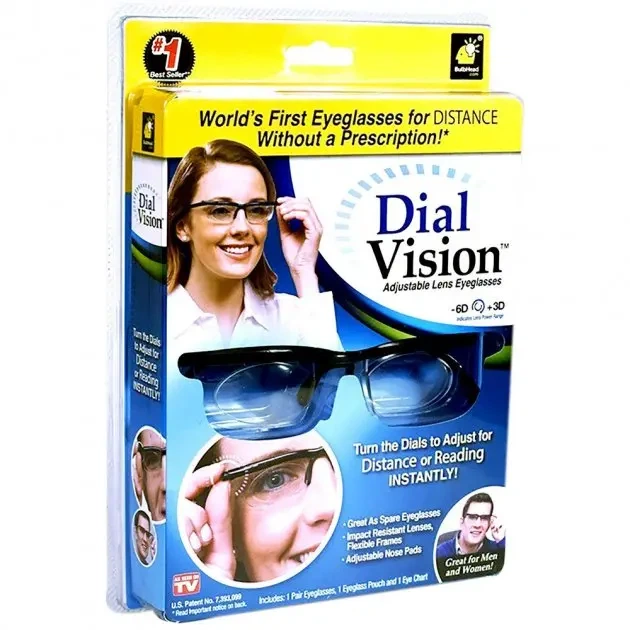 Очки с регулировкой линз Dial Vision универсальные от -6 до +3 унисекс 160 г - Фото 10 Очки с регулировкой линз Dial Vision универсальные от -6 до +3 унисекс 160 г - изображение 10
