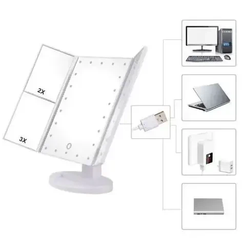 Зеркало тройное для макияжа Superstar Magnifying Mirror с led подсветкой 24 x 16 см 22 лампочки - изображение 8
