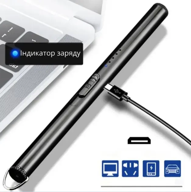 Електрична плазмова запальничка USB чорна 22 см х 1.5 см - зображення 2