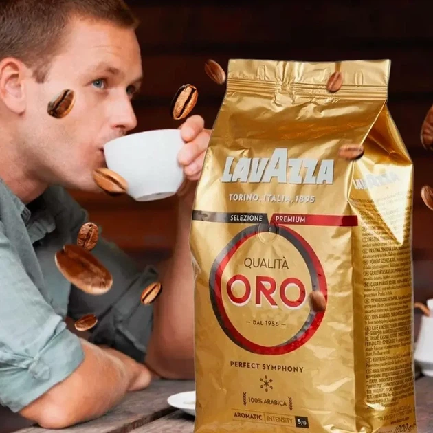 Кава в зернах Lavazza Qualita Oro 900г Зернова кава арабіка в пачці Лавазза (20) - изображение 3