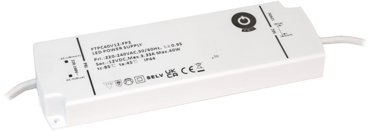 Блок живлення POS LED Driver 12В/3.33A CV IP44 II-gen FTPC40V12-FP2 (5902135154502) - зображення 1