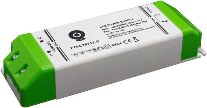 Блок живлення POS LED Driver 12В/6.25A CV slim DIMMING AC FTPC75V12-D (5902135126080) - зображення 1