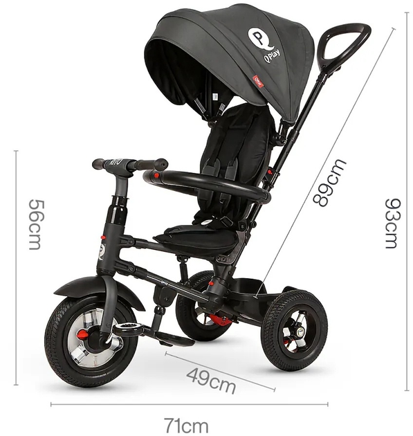 Триколісний велосипед Qplay Rito Air Gel Rubber Black (0686268624600) - зображення 4
