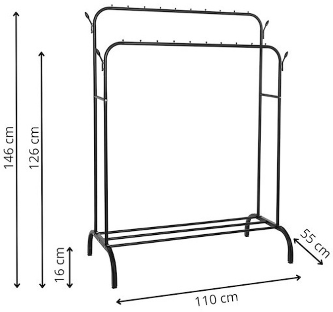 Вішалка для одягу Springos HA7457 подвійна чорна 146 x 110 x 55 см (5907719473048) - зображення 5