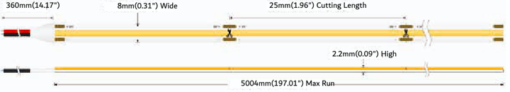 Profesjonalna tasma LED MW Lighting UQS COB 8 W/m 12V 320LED 4000K CRI90 IP20 5m (5902135158913) - obraz 3