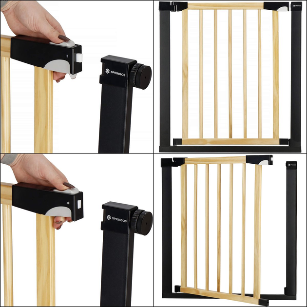 Bramka ochronna Springos brązowo-czarna 75-110 cm (5907719470566) - obraz 8