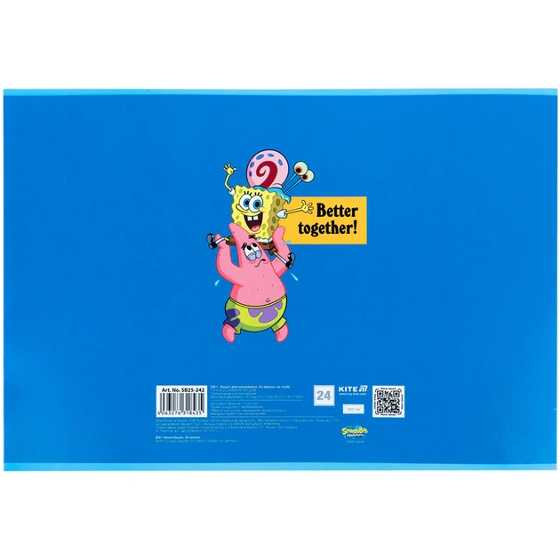 Набір альбомів для малювання Kite SpongeBob SquarePants 24 аркуші A4 на скобі 12 шт (SB25-242) - Фото 4 Набір альбомів для малювання Kite SpongeBob SquarePants 24 аркуші A4 на скобі 12 шт (SB25-242) - зображення 4
