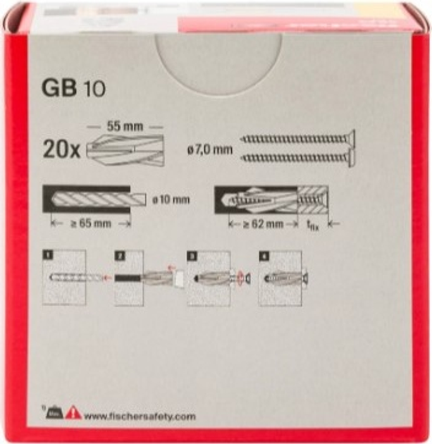 Zestaw kołków Fischer do gazobetonu GB 10 10x55 mm 20 szt. (4006209504925) - obraz 3