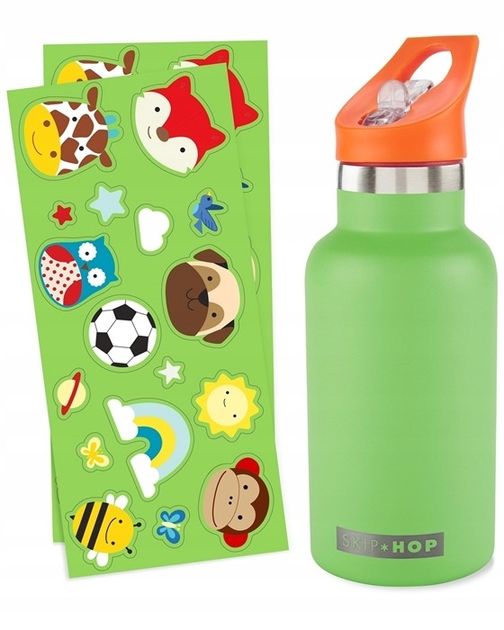 Butelka Termiczna Skip Hop z ustnikiem i naklejkami 380 ml zielona (9R127010) (195862479191) - obraz 1