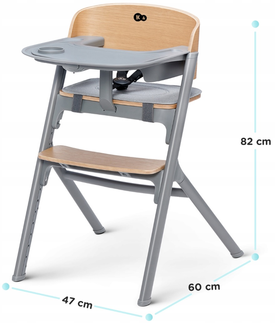 Дерев'яний стільчик для годування Kinderkraft Livy Oak з гойдалкою Calmee (5902533919031) - зображення 8