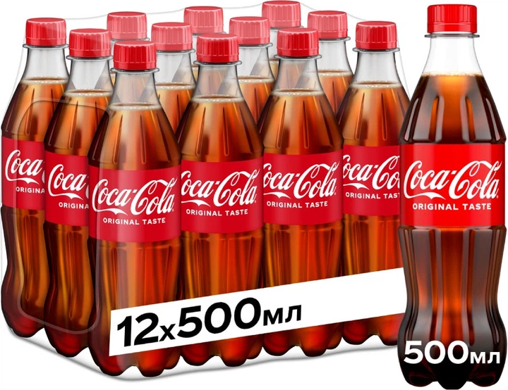 Упаковка безалкогольного напитка Coca-Cola 0.5 л х 12 бутылки