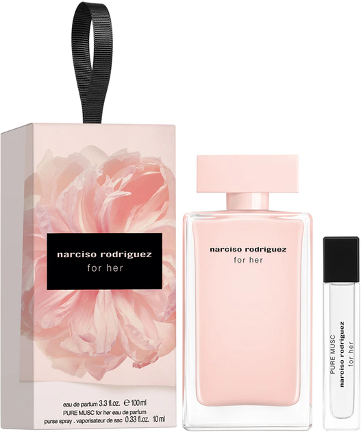 Zestaw damski Narciso Rodriguez For Her Woda perfumowana damska 100 ml + Miniaturka Woda perfumowana Pure Musk 10 ml (3423222121754) - obraz 1
