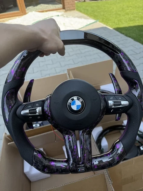 Руль из кованого карбону фіолетовий BMW M + Led екран F-Series F15 F16 F20 F21 F25 F26 F30 F31 F32 F34 F35 F36 - Фото 3 Руль из кованого карбону фіолетовий BMW M + Led екран F-Series F15 F16 F20 F21 F25 F26 F30 F31 F32 F34 F35 F36 - изображение 3
