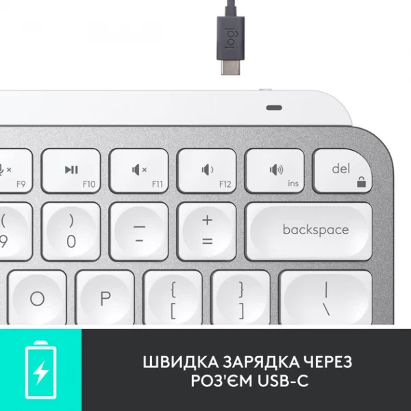 Клавиатура Logitech mx Keys Mini For Mac Minimalist Wireless Illuminated Pale Grey (920-010526) - изображение 9