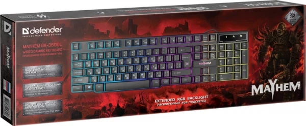 Клавиатура Defender Mayhem gk-360dl usb rgb - изображение 7