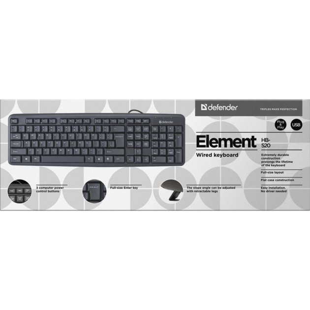 Клавіатура Defender Element HB-520 Black (45529) - Фото 2 Клавіатура Defender Element HB-520 Black (45529) - изображение 2