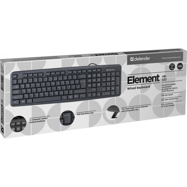 Клавіатура Defender Element HB-520 Black (45529) - Фото 3 Клавіатура Defender Element HB-520 Black (45529) - изображение 3