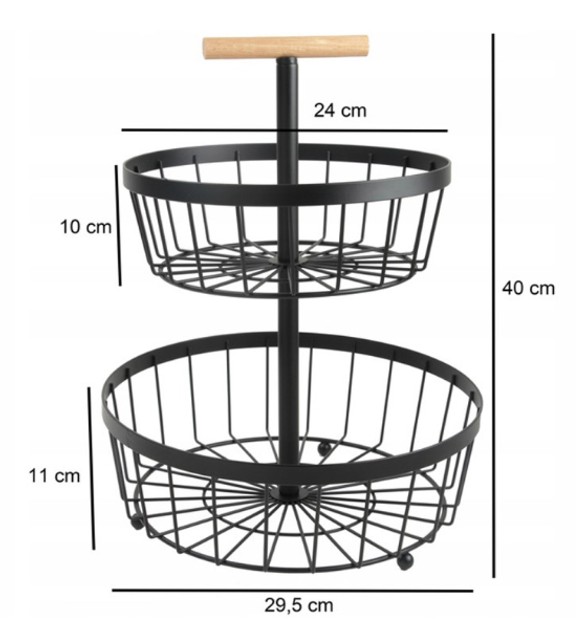 Фруктовниця Homla Gecko двоярусний чорний 29.5 x 11 см/24 x 10 см (5906496730870) - зображення 5