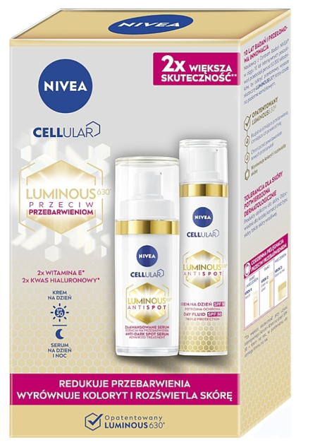 Zestaw kosmetyków pielęgnacyjnych Nivea Luminous 630º Antispot Krem na dzień 50 ml + Serum do twarzy 30 ml (5900017097893) - obraz 1