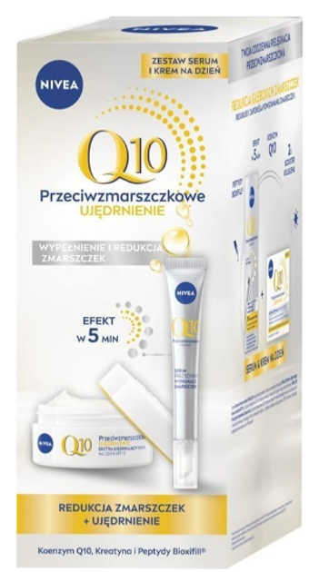 Zestaw do pielęgnacji twarzy Nivea Q-10 Krem na dzień SPF15 50 ml + Serum 15 ml (5900017097930) - obraz 1