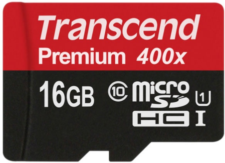 Karta pamięci Transcend MicroSDHC UHS-I 16 GB Class 10 + SD-adapter (TS16GUSDU1) - obraz 1