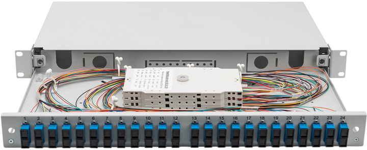 Panel optyczny Digitus Professional 19'' 1U 24 x SC duplex OS2 zmontowany do szafy/stojaka serwerowego (4016032278399) - obraz 3