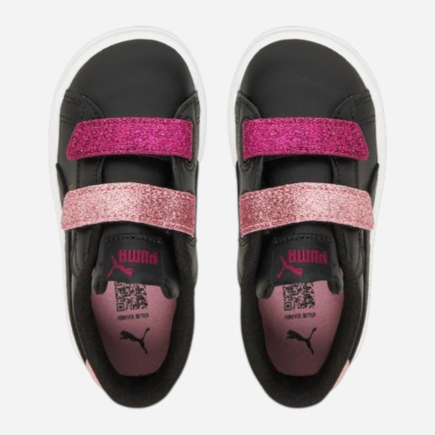 Дитячі кеди для дівчинки Puma Smash 3.0 L Glitter Velcro V Inf 39561007 22 (5UK) Чорні (4069156920767) - зображення 4
