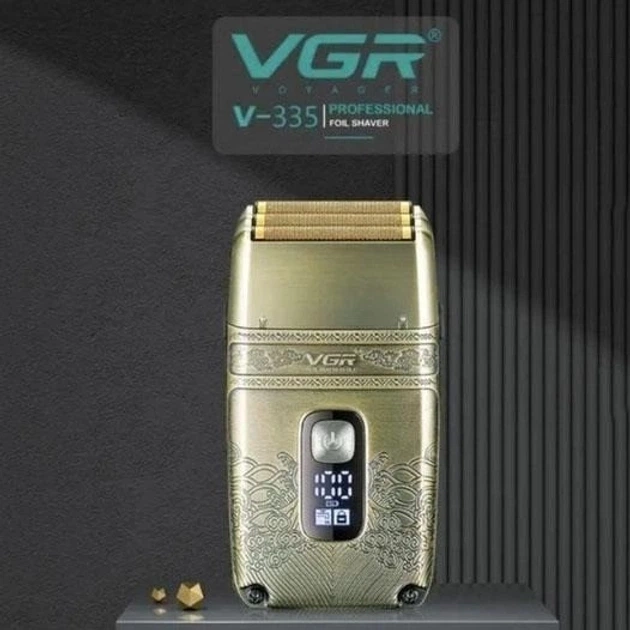 Професійна водонепроникна IPX6 електробритва для стрижки бороди та вусів з USB VGR V-335 Pro Золотистий + Чохол для зберігання - изображение 4