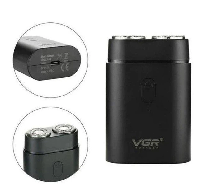 Роторна акумуляторна бритва для стрижки бороди та вусів з USB VGR V-341 Pro Чорний + Щітка для чищення - изображение 2