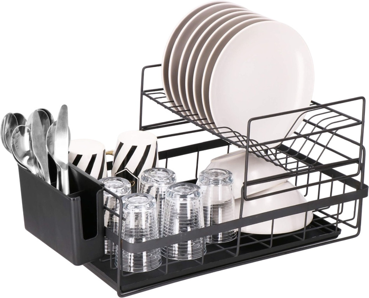 Suszarka do naczyń Springos metalowa dwupoziomowa 50 x 30 x 24 cm Czarna (5907719473215) - obraz 4