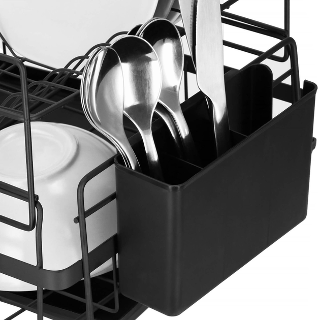 Suszarka do naczyń Springos metalowa dwupoziomowa 50 x 30 x 24 cm Czarna (5907719473215) - obraz 8