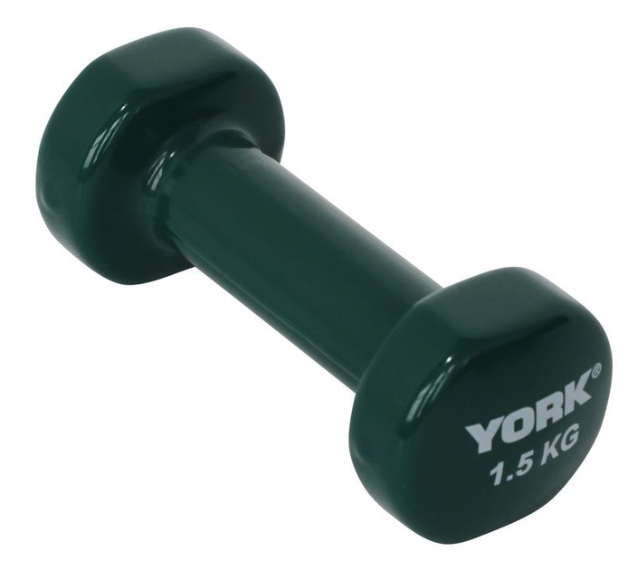 Гантели для фитнеса виниловые круглые York Fitness 2х1,5кг зеленый - изображение 3