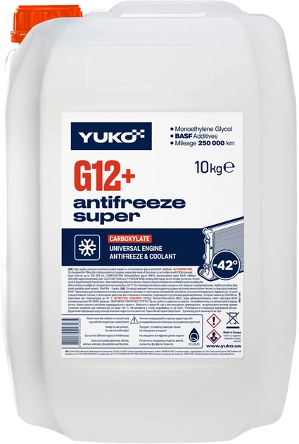 Отзывы о Антифриз Yuko -40 Super G12+ 10 л Красный (4820070248234