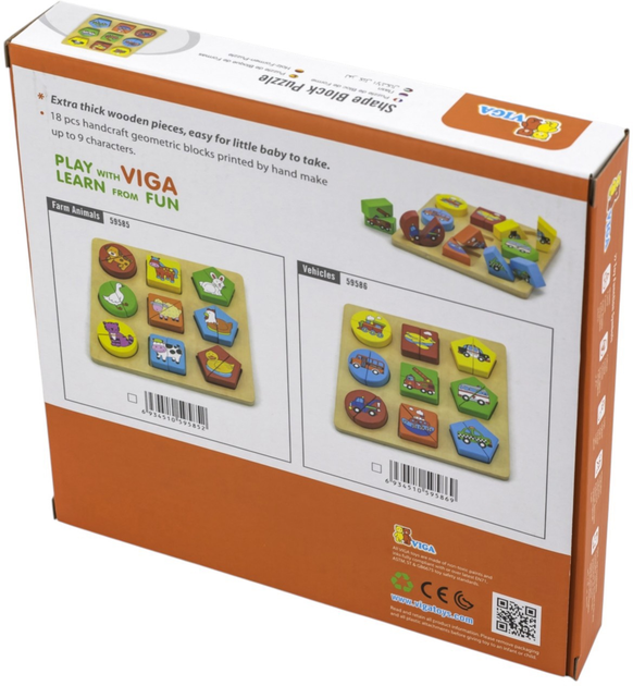 Головоломка Viga 2 в 1 Пазл - сільськогосподарські тварини (59585) (6934510595852) - зображення 4