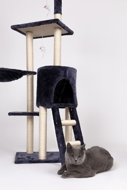 Drapak dla kota Petsi domek drzewo legowisko 138 cm XL szary (5903089065920) - obraz 5