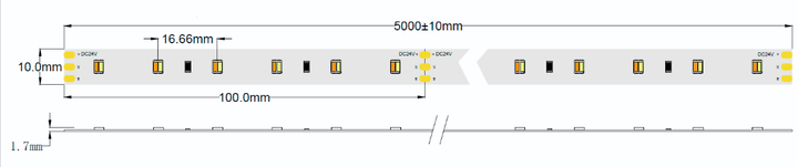 Професійна світлодіодна стрічка MW Lighting HQS CCT 9.6 Вт/м 24В 60LED 2700-6500K CRI80 IP33 5м (5902135161791) - зображення 4
