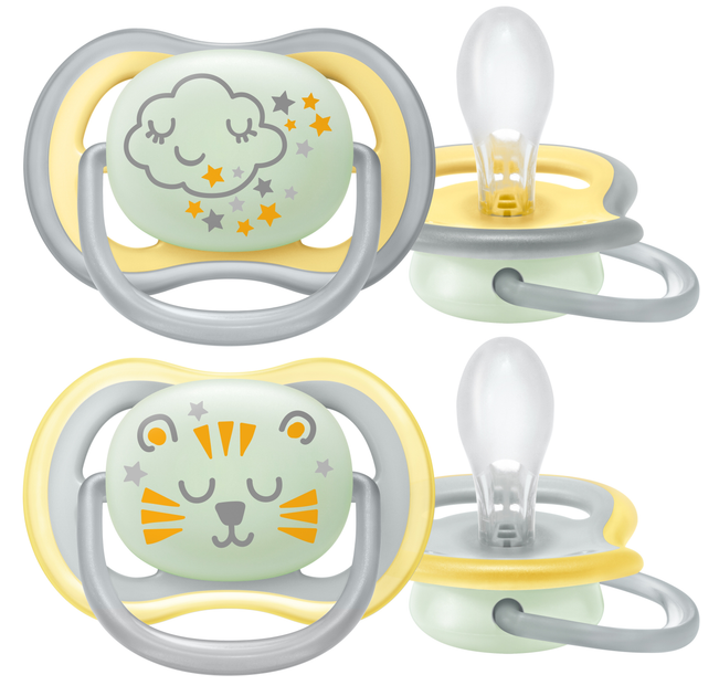 Пустушка ортодонтична Philips AVENT Ultra Air Nighttime 18м+ 2 шт SCF376/01 (8710103982708) - зображення 2