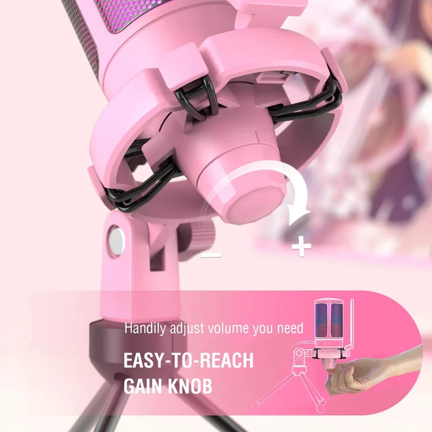 Микрофон конденсаторный настольный игровой FIFINE A6V AMPLIGAME (A6V) с поп-фильтром / Pink - изображение 3