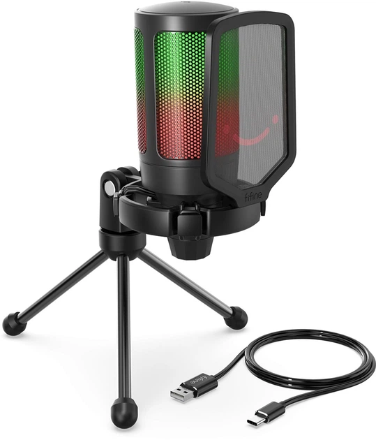 Микрофон конденсаторный настольный игровой FIFINE A6V AMPLIGAME (A6V) с поп-фильтром / Black - изображение 2